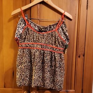 Leopard Print Pajama Set with Red Trim